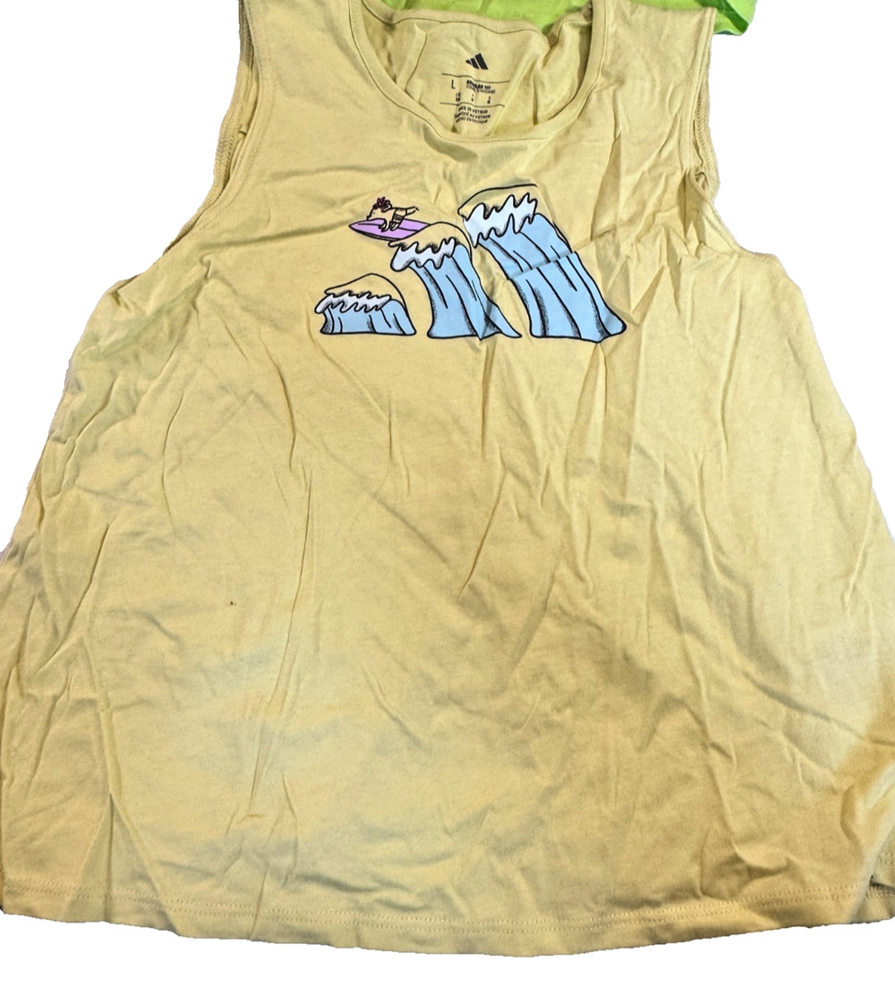 Adidas Girl Back Vent Swing Tank Sleeveless Athletic Active Top L 14 Yellow NWT